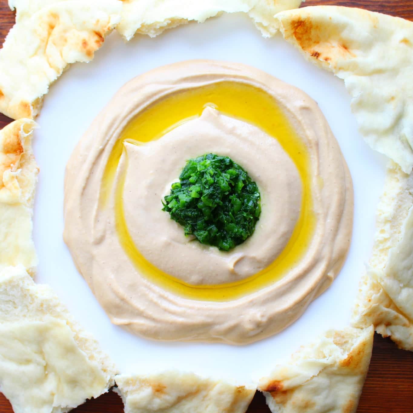 Spicy Hummus with Jalapeno Cilantro Topping • Recipe for Perfection