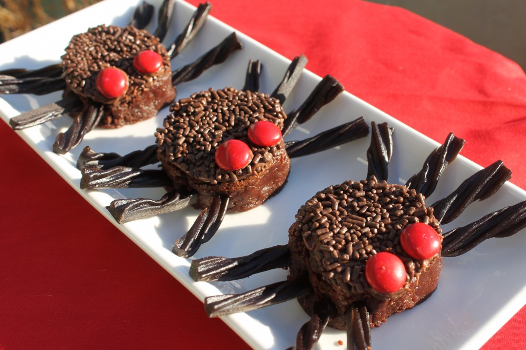 Halloween brownies, decorated as spider brownies