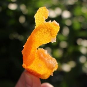 Candied kumquat peel in the sun