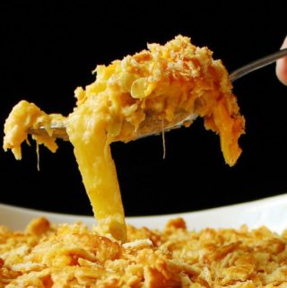 Four Ingredient Southern Style Squash Casserole Recipe with Spoon