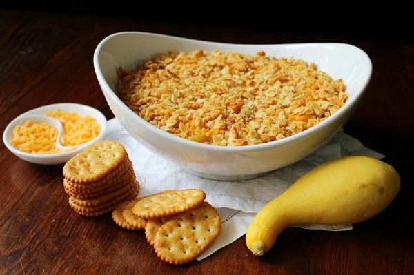 zucchini casserole with mayo and ritz cracker topping