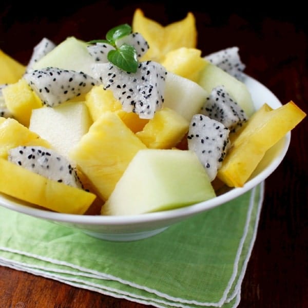 Tropical Fruit Salad with Honey Coconut Water Dressing