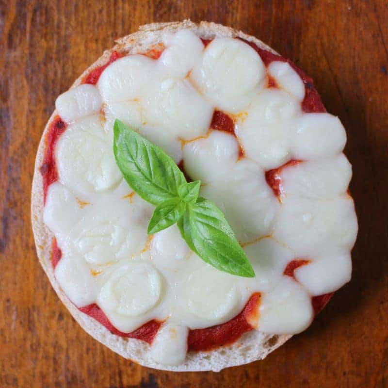 Pizza Bagel with Basil