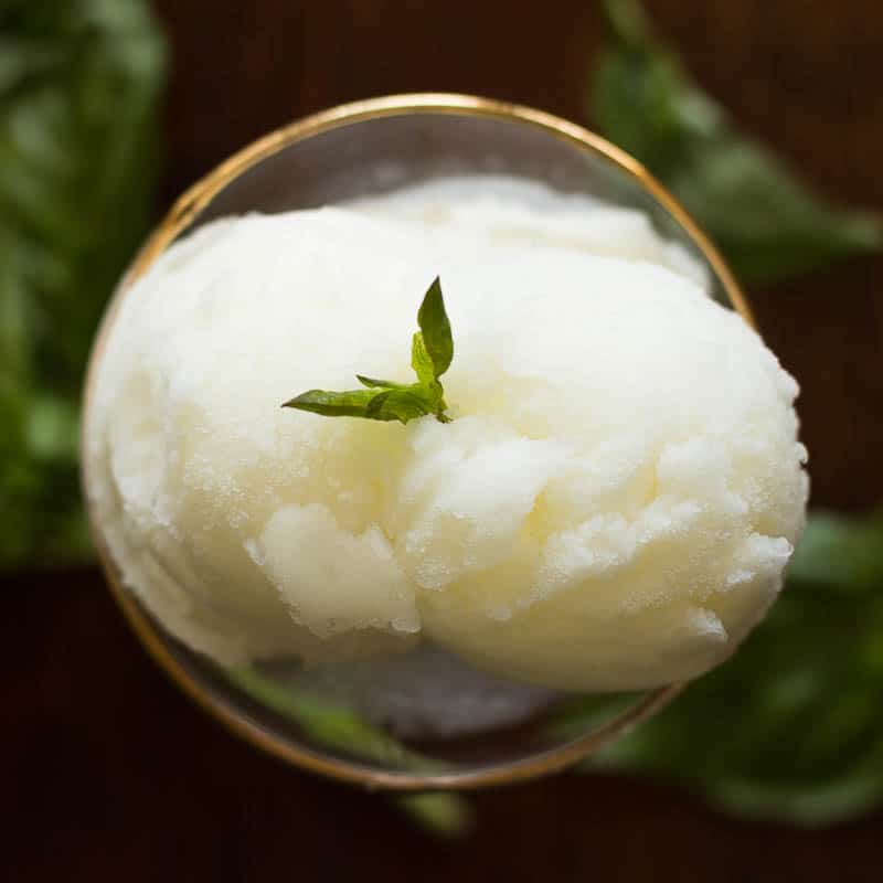This elegant lemon sorbet is the perfect dessert or palate cleanser, and it's so very easy to make! Only 4 simple ingredients.