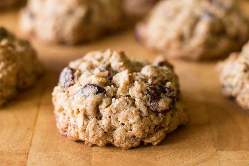 These easy breakfast cookies are made with oatmeal, cranberries, walnuts, and whole wheat. Delicious!
