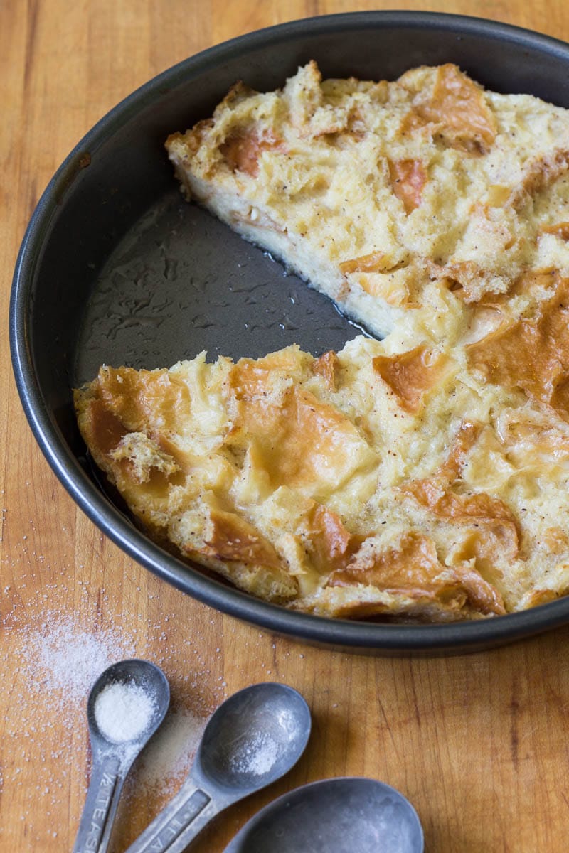 Old fashioned bread pudding is made with just a few simple ingredients. This recipe is foolproof because of the handy oven temperature trick!