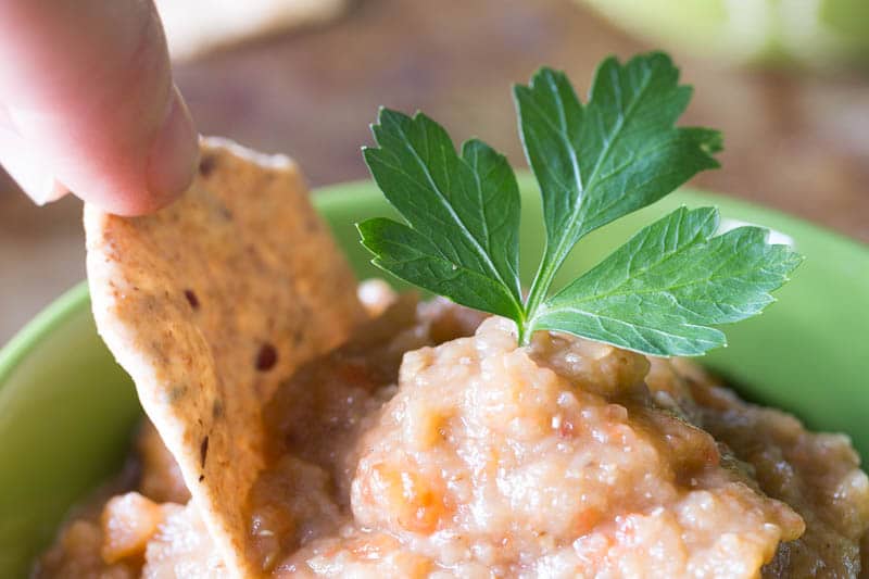 Make this simple roasted eggplant dip for dipping your favorite crackers, pizza crusts, chips, and more. It's very easy to do, and it's delicious!