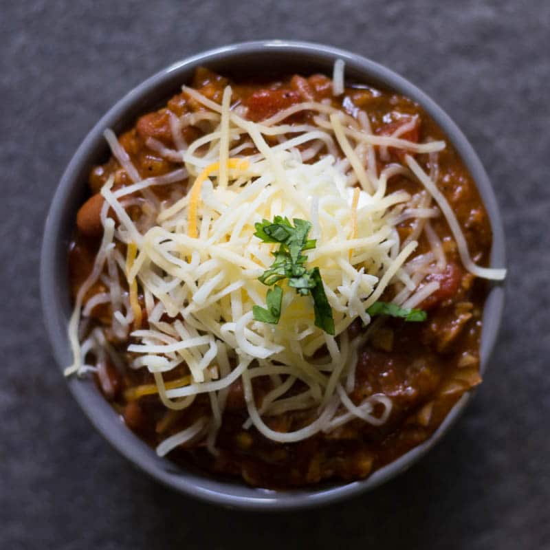 Meatless chili doesn't have to be boring chili! A mix of hearty vegetables gives this meatless chili a rich flavor that's totally satisfying and delicious.