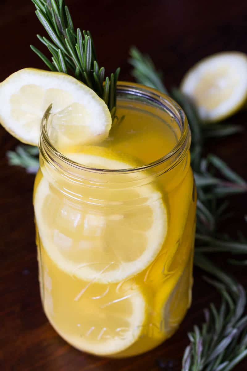 I get my daily vitamin C by making this refreshing vitamin C drink with Emergen-C, tea, fresh lemon juice, and fresh rosemary. It's easy and delicious!