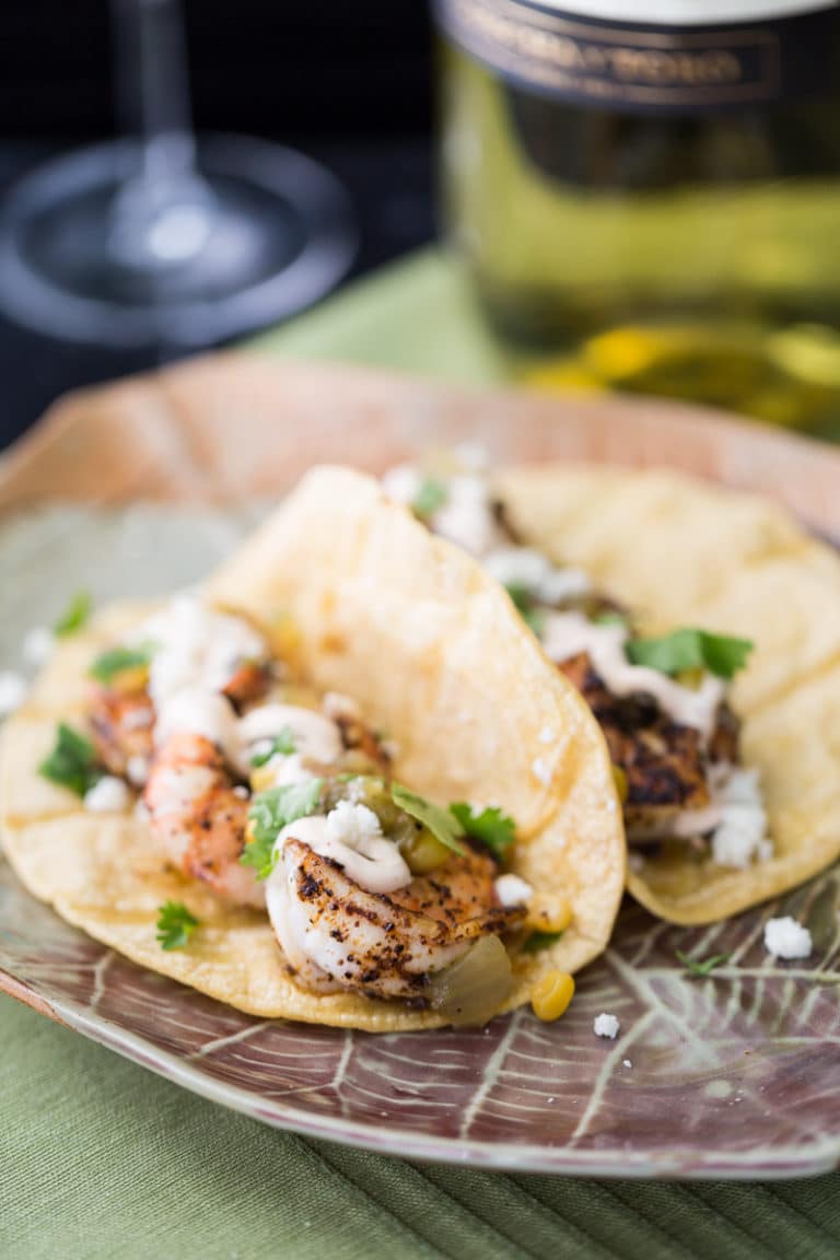 Spicy Shrimp Tacos on Toasted Corn Tortillas • Recipe for Perfection
