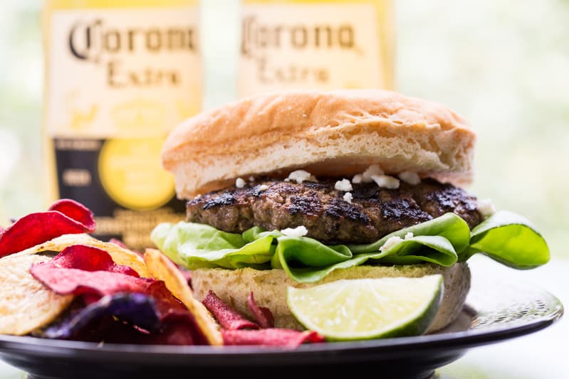 Carne Asada Mexican Burger on a plate