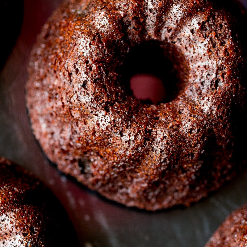 Made with pure cocoa and dried sweet cherries (soaked in a surprising ingredient to bring out the flavor), these mini bundt cakes are delicious.