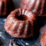 Chocolate cherry mini bundt cakes are made with pure cocoa and dried sweet cherries (soaked in a surprising ingredient to bring out the flavor).