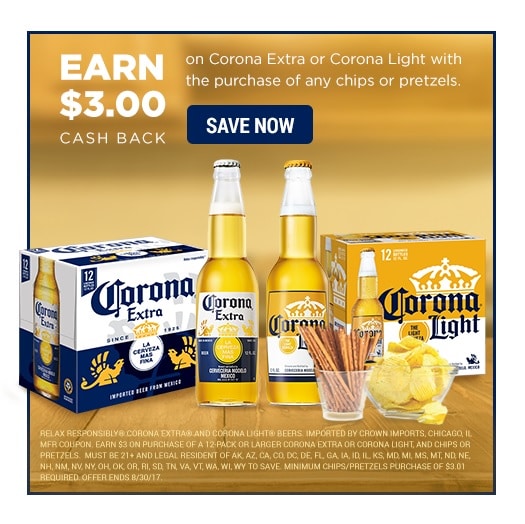 Corona Extra coupon for $3.00 off snacks