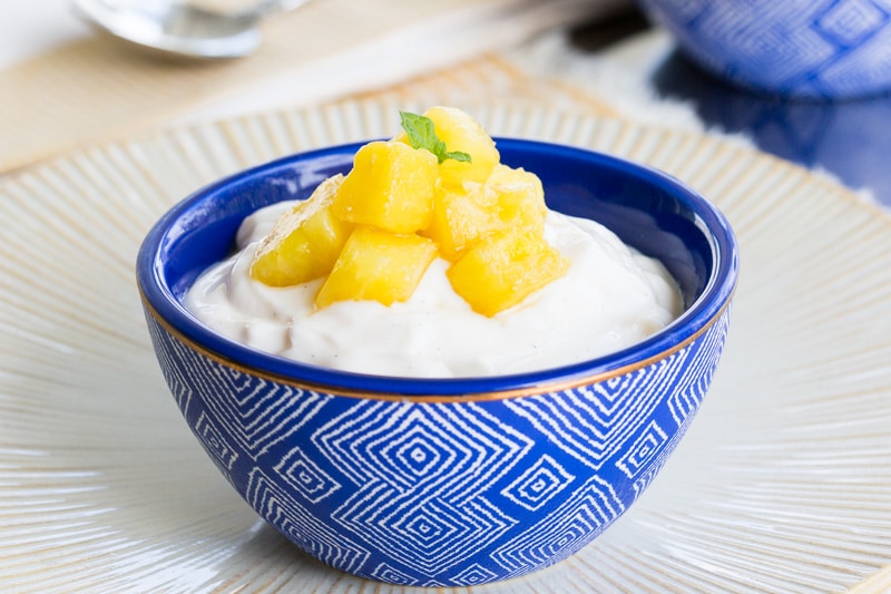 Fresh Pineapple Sauce on Greek Yogurt