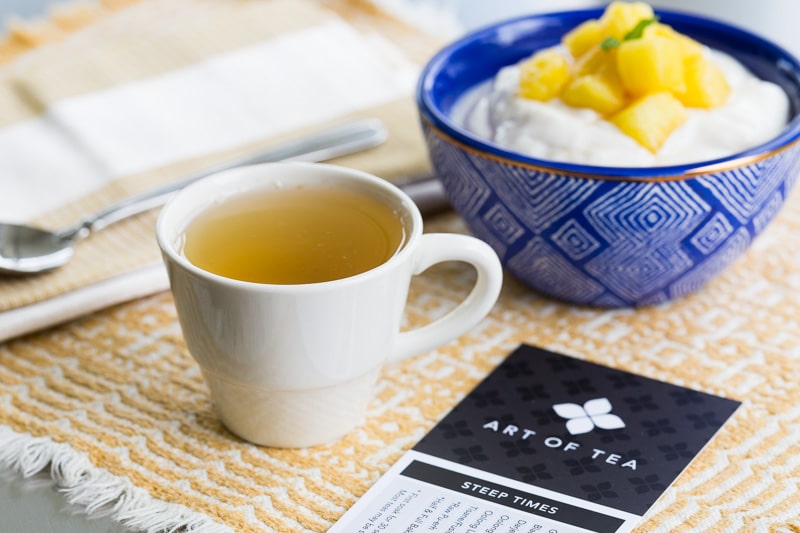 Tea with Yogurt and Pineapple Sauce