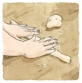 Illustration of hands rolling pasta from Homemade Pasta Made Simple