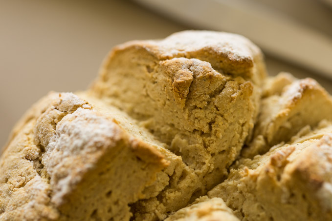 Closeup of crust on gluten free irish soda bread