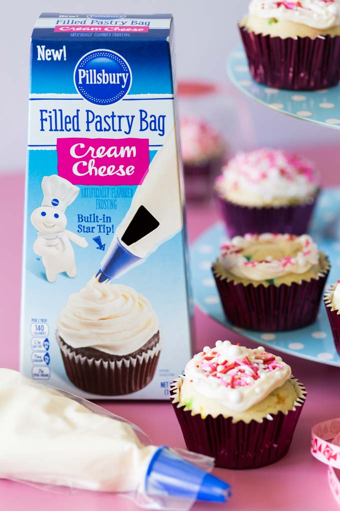 Pillsbury Filled Pastry Bag package with valentine cupcakes