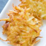 Potato latkes on a white plate